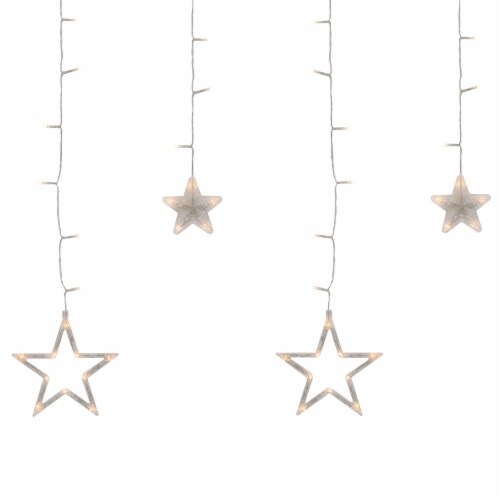 Northlight 138 Clear LED Star Drop Window Curtain Christmas Lights 17.75ft Clear Wire 11 each Foods Co