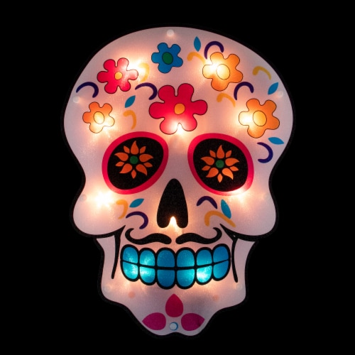 Northlight 15 Lighted Day of the Dead Sugar Skull Halloween Window Silhouette Decor Perspective: back