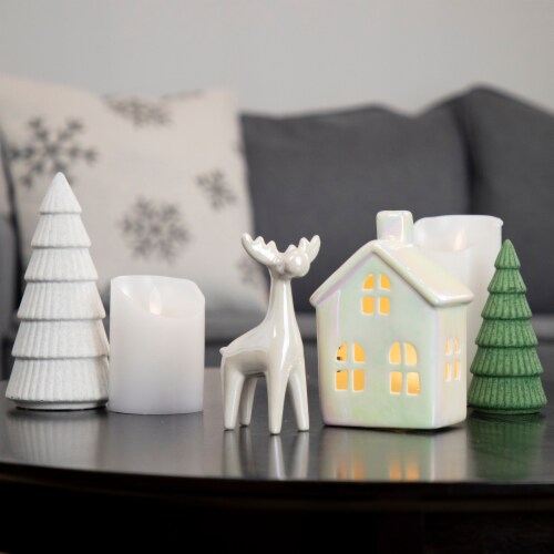 Northlight 5.5 Pearlized Cream Ceramic Moose Christmas Figure Perspective: back