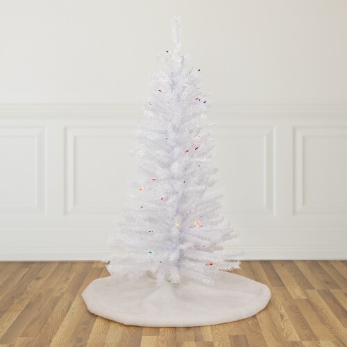 Northlight 4' Pre-Lit Woodbury White Pine Slim Artificial Christmas Tree, Multi Lights Perspective: back