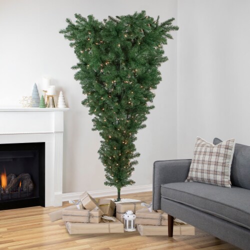 Northlight 7.5' Pre-Lit Green Upside Down Spruce Artificial Christmas ...