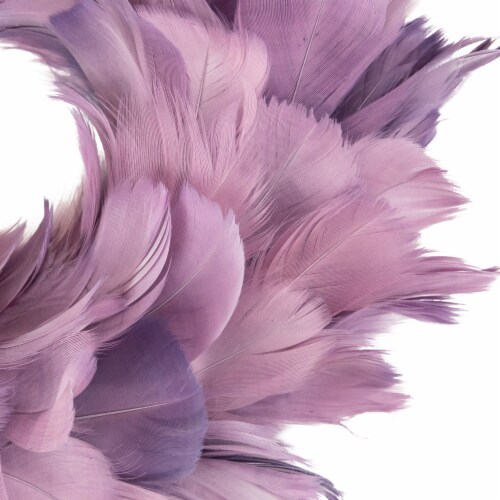 Northlight Layered Feather Christmas Wreath - 10 - Purple - Unlit Perspective: back