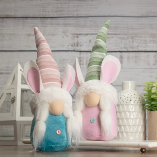 Northlight 13  Blue and Pink Girl Easter Bunny Gnome Perspective: back