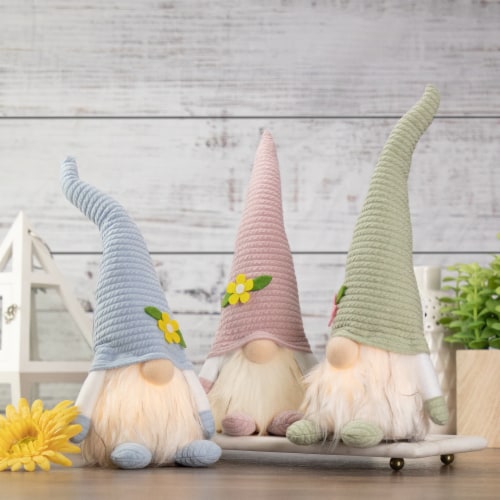 Northlight 12.25 Lighted Pink Spring Gnome with Flower Hat Perspective: back