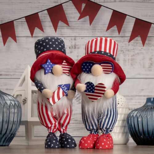 Northlight 12.25 Patriotic Heart 4th of July Americana Gnome Perspective: back