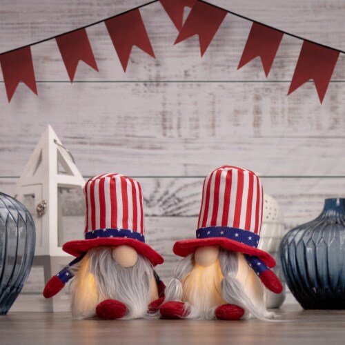 Northlight 6.75 Lighted Americana Boy 4th of July Patriotic Gnome Perspective: back