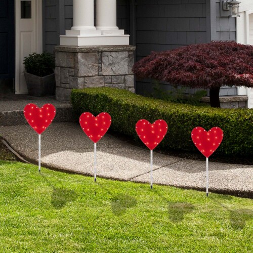 Northlight 35128600 Red Heart Valentines Day Pathway Marker Lawn Stakes - Clear Light - 4 Cou Perspective: back