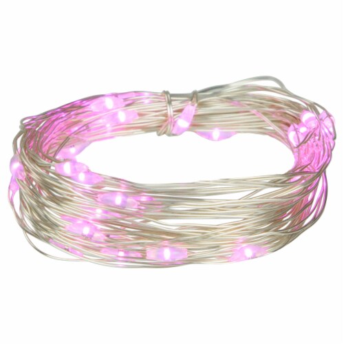 Northlight 50-Count Pink LED Micro Fairy Christmas Lights - 16ft, Copper Wire Perspective: back