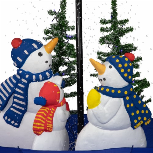 Northlight 5.5ft Lighted Musical Snowing Let it Snow Snowmen in Umbrella Base Christmas Perspective: back