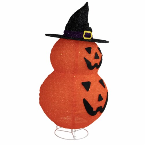 Northlight 34 Spooky Town Jack-O-Lanterns in Witch's Hat Outdoor Halloween Decoration Perspective: back
