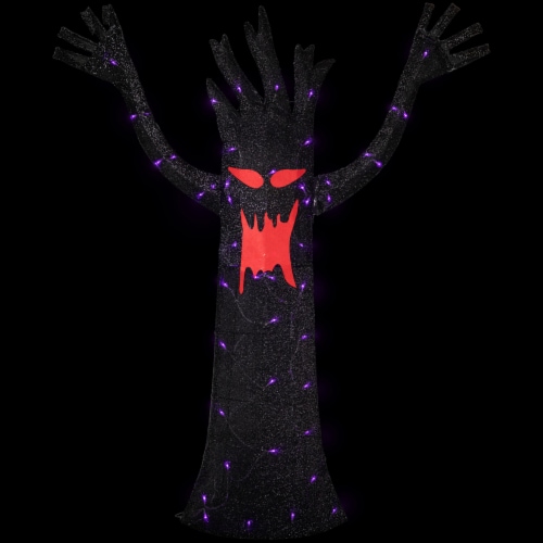 Northlight 55 LED Lighted Black Terrifying Tree Outdoor Halloween Decoration, Purple Lights Perspective: back