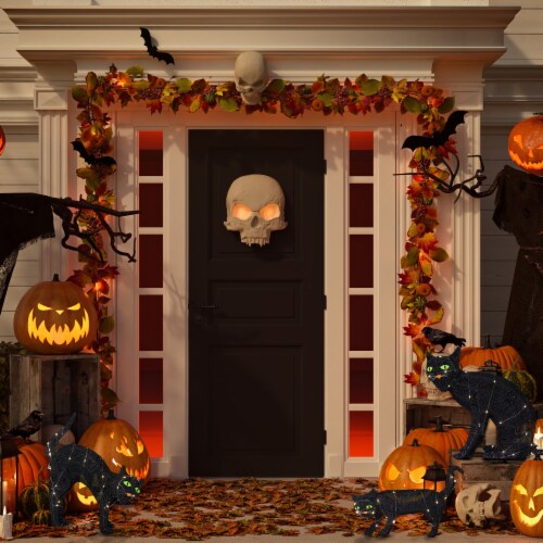 Northlight Set of 3 LED Lighted Black Cat Family Outdoor Halloween Decorations 27.5 Perspective: back