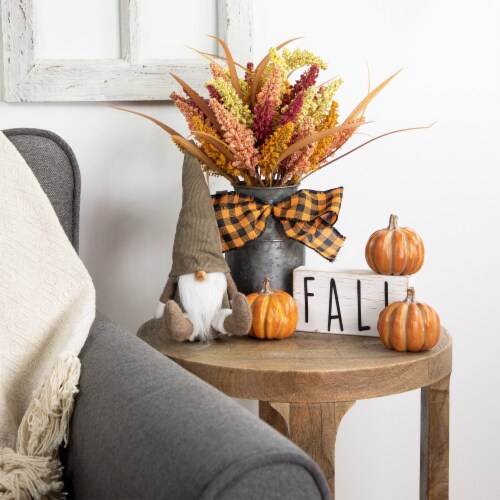 Northlight 18 Autumn Harvest Tabletop Canister Decoration with Artificial Fall Foliage Perspective: back