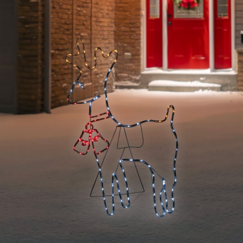 Northlight 36  Lighted Standing Reindeer Silhouette Outdoor Christmas Decor Perspective: back