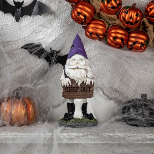 Northlight 11.75 Gnome Skeleton Keep Out Halloween Decoration Perspective: back