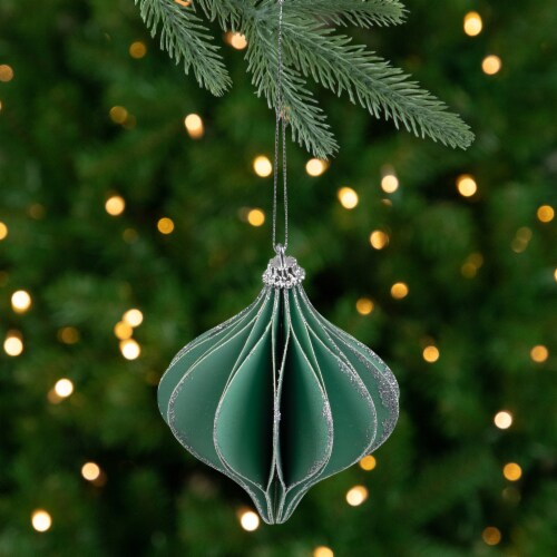 Northlight 4.25  Glittered Green Onion Christmas Ornament Perspective: back