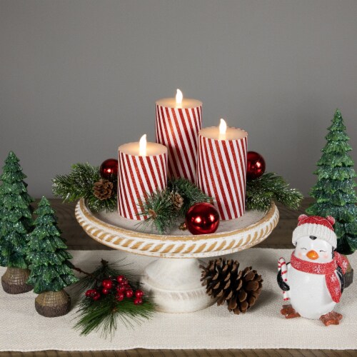 Northlight LED Flickering Flameless Candy Cane Striped Christmas Wax Pillar Candles 6 31 each Gerbes Super Markets