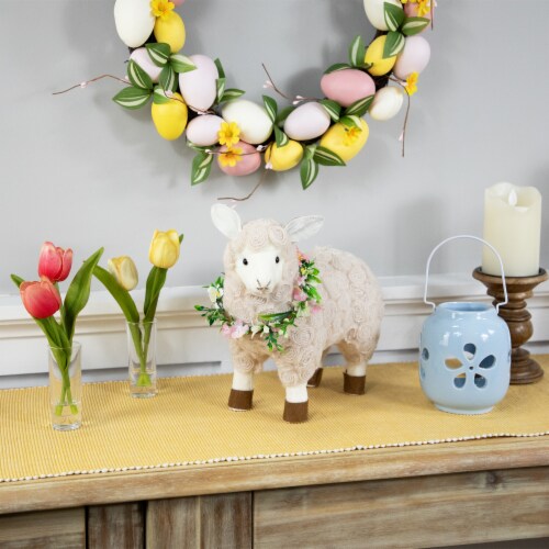 Northlight Standing Sheep With Floral Wreath Easter Northlight Standing Sheep With Floral Wreath Easter