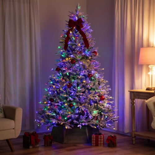 Northlight Real Touch™ Elite Pre-Lit Flocked Yukon Pine IPT Artificial Christmas Tree - 9' Perspective: back
