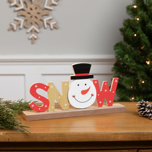 Northlight Wooden Snowman Tabletop Christmas Sign - 9.5 Perspective: back