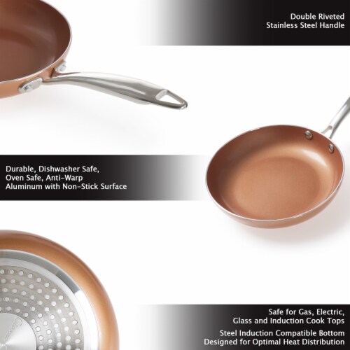 12 Inch Frying Pan with Lid Copper Finish Induction Cooking Oven Stove Top  Safe, 1 unit - Kroger