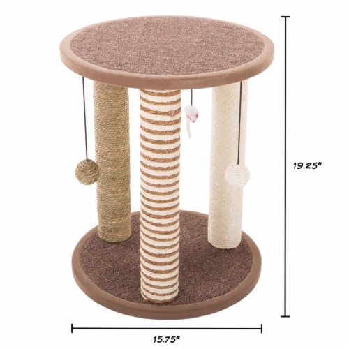 Cat Scratching Post with Perch Sisal Rope and Toys for Cats and Kittens Play Perspective: back