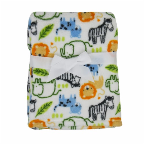 Cutie Pie Safari Print Plush Baby Blanket Perspective: back