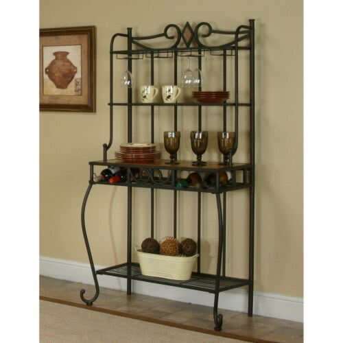Metal and on sale wood bakers rack