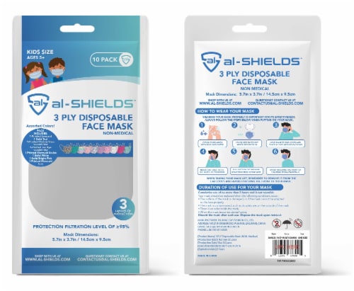 Al Shields 3 Ply Kids Disposable Face Mask -assorted Perspective: back
