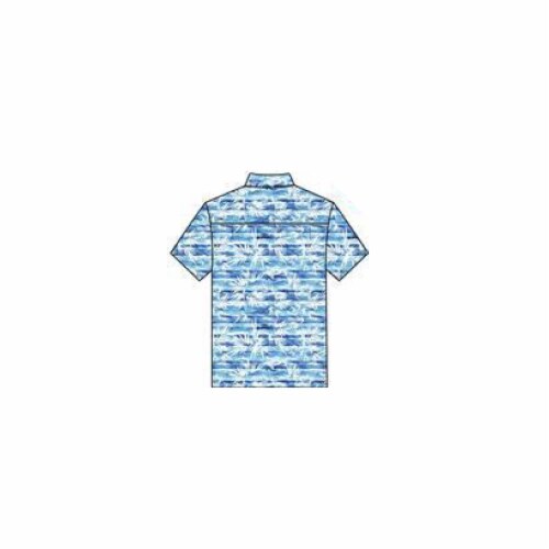 Caribbean Joe Short Sleeve Button Down Polyester Spandex Shirt Perspective: back