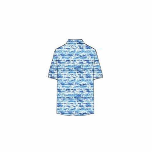 Caribbean Joe Short Sleeve Washed Out Striped Leaves Marled Polo Perspective: back