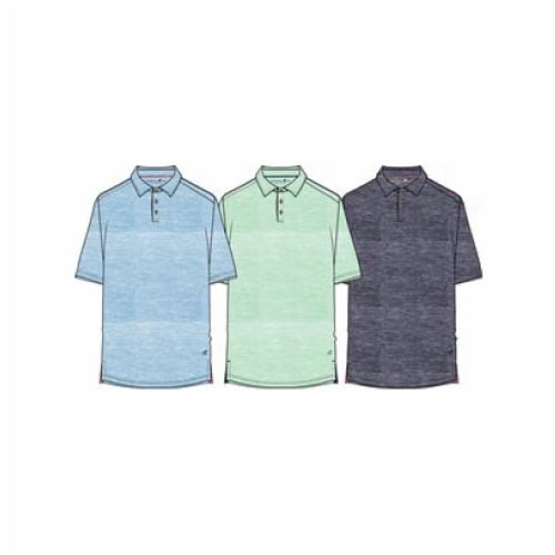 Caribbean Joe Men's Short Sleeve Marled Polo Shirt Perspective: back