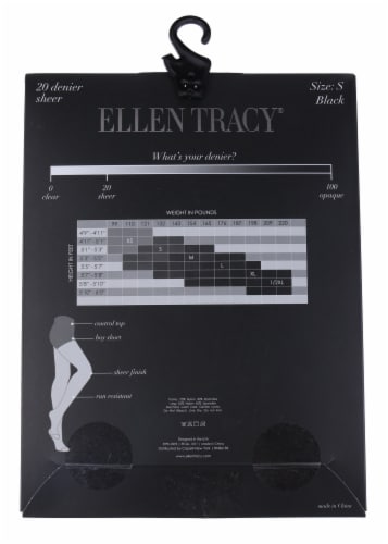 Ellen Tracy® 1pk Run Resistant Control Top Tights - Black Perspective: back