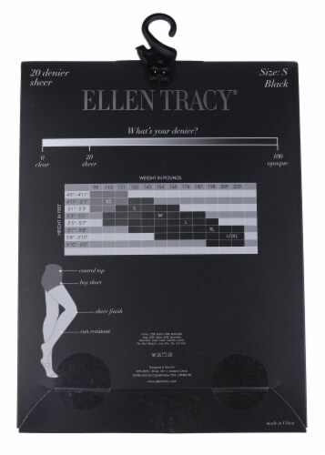 Ellen Tracy® 1pk Run Resistant Control Top Tights - Black Perspective: back