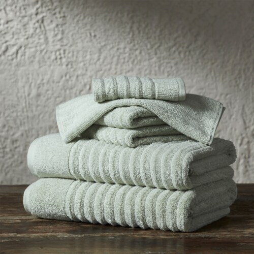 Linery Co. Zero Twist Cotton Textured Bath Towel Set Sage Green Hand Towel 6 Pack Hand Towel 6 Pack Gerbes Super Markets