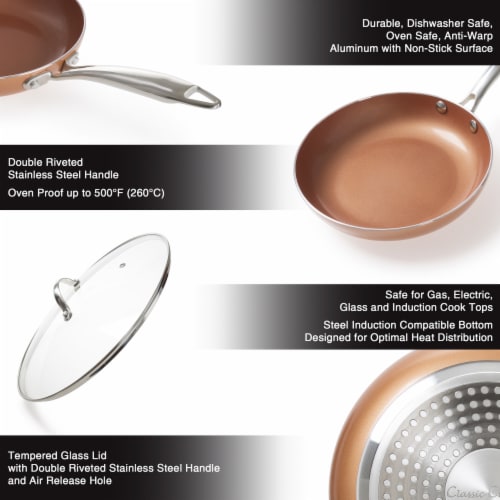 12 Inch Frying Pan with Lid Copper Finish Induction Cooking Oven Stove Top  Safe, 1 unit - Kroger