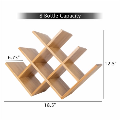 Bamboo 8 Bottle Wine Rack-Space Saving Tabletop Free Standing Wine Bottle Holder for Kitchen Perspective: back