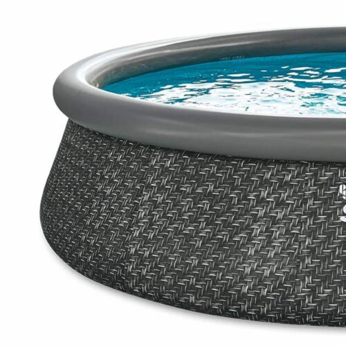 Summer Waves 14 x 3 Ft Quick Set Above Ground Swimming Pool with Pump and Ladder Perspective: back