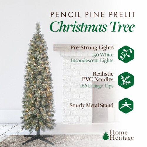 Home Heritage 5 Ft Pre Lit Stanley Cashmere Pencil Pine Christmas Tree