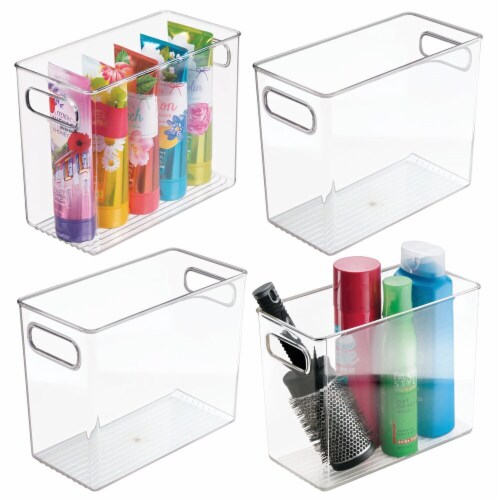 mDesign Plastic Bathroom Storage Organizer Basket Bin - Clear