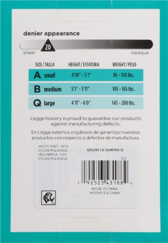 Pantyhose size chart leggs outlet