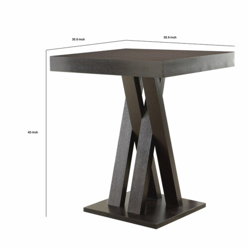 Contemporary Style Wooden Bar Table-Brown Perspective: back