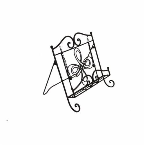 Benzara Scroll Work Design Metal Cook Book Stand, Copper Black Perspective: back