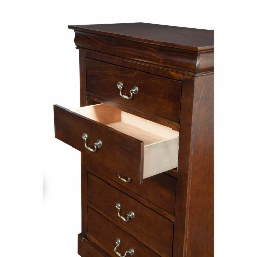 5 Drawer Chest In Rubberwood Brown Perspective: back