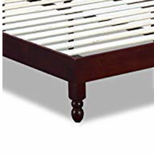 Slatted Full Size Anti Skid Wooden Bed Frame, Espresso Brown Perspective: back