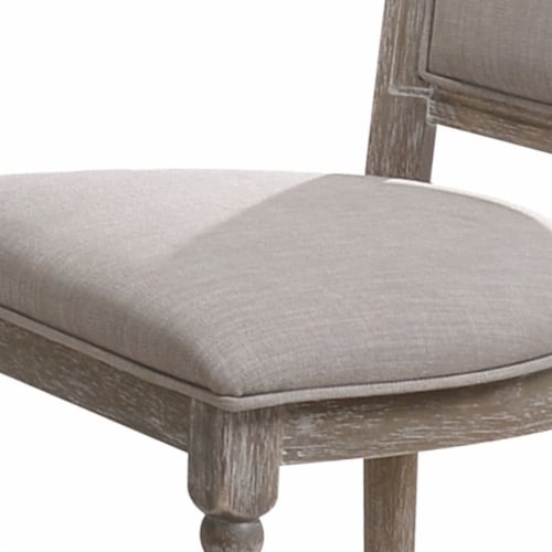 Wooden Chair With Fabric Upholstered Seating, Set Of 2, Gray And Brown Perspective: back