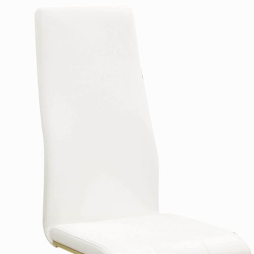 Leatherette Breuer Style Dining Chair, Set of 4, White and Gold Perspective: back