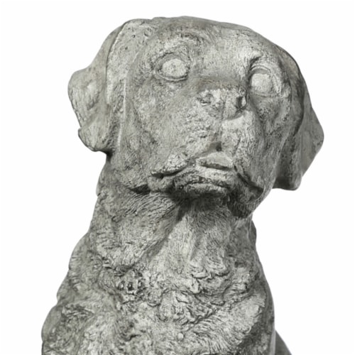 Saltoro Sherpi Border Terrier Dog Fiberstone Figurine in Sitting Position, Distressed Gray Perspective: back