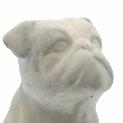 Benjara BM208405 Cement Bulldog Sitting Figurine Looking Straight - Weathered Gray Perspective: back