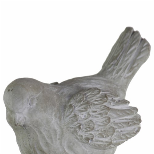 Cement Figurine of Pigeon Facing Downwards and Sitting on Rock Base, Gray- Saltoro Sherpi Perspective: back